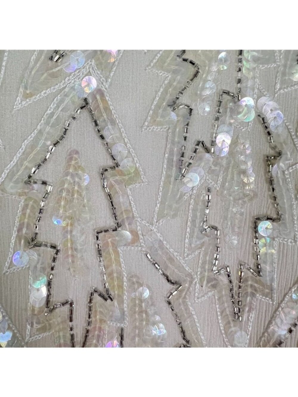 Vintage 80s Silk Sequin Beaded LWD Cocktail Bridal Wedding MOB Midi Dress M - Picture 7 of 16
